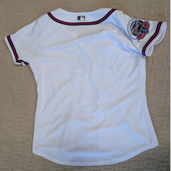Majestic Los Bravos Jersey Women Medium Atlanta Braves Cool Base Rare - Picture 2 of 16